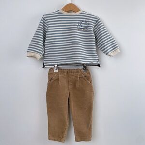 Toddler Boys Outfit Set, Toddler Boy Sweatshirt, Toddler Boy Velvet Pants 12-18M